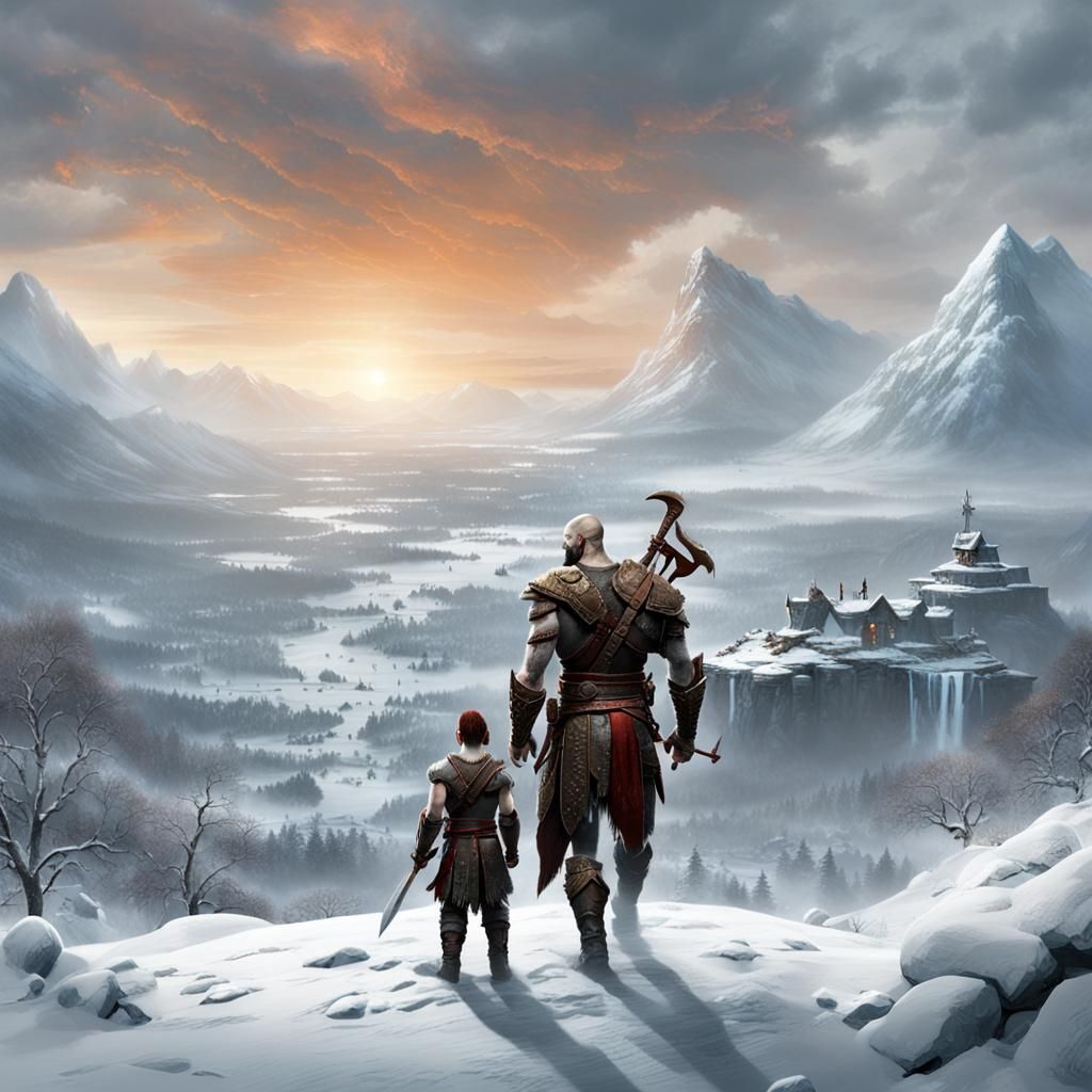 Kratos and his son Atreus - AI Generated Artwork - NightCafe Creator