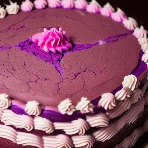 rich purple cake with neon pink frosting