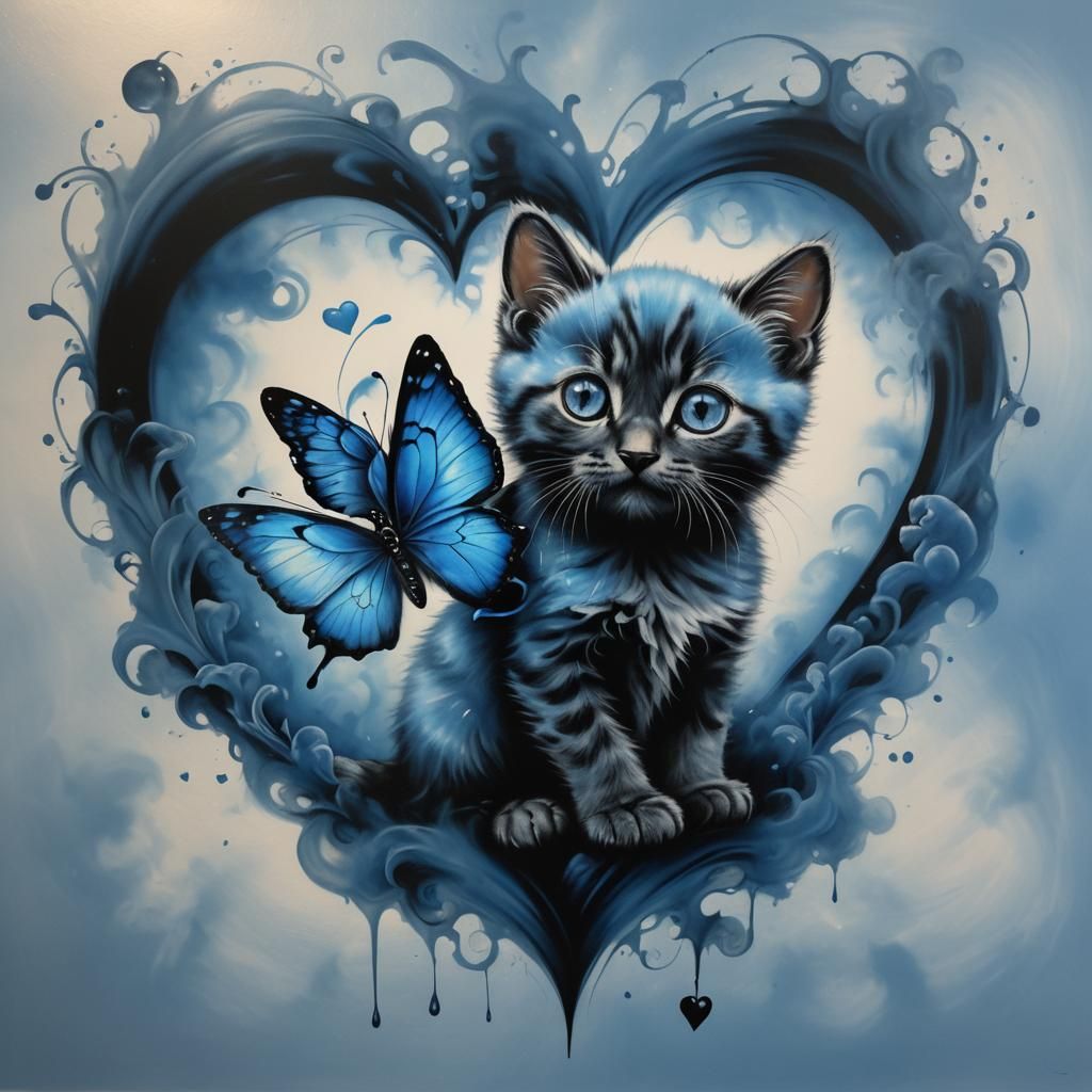 Sweet Miss Blue with her butterfly