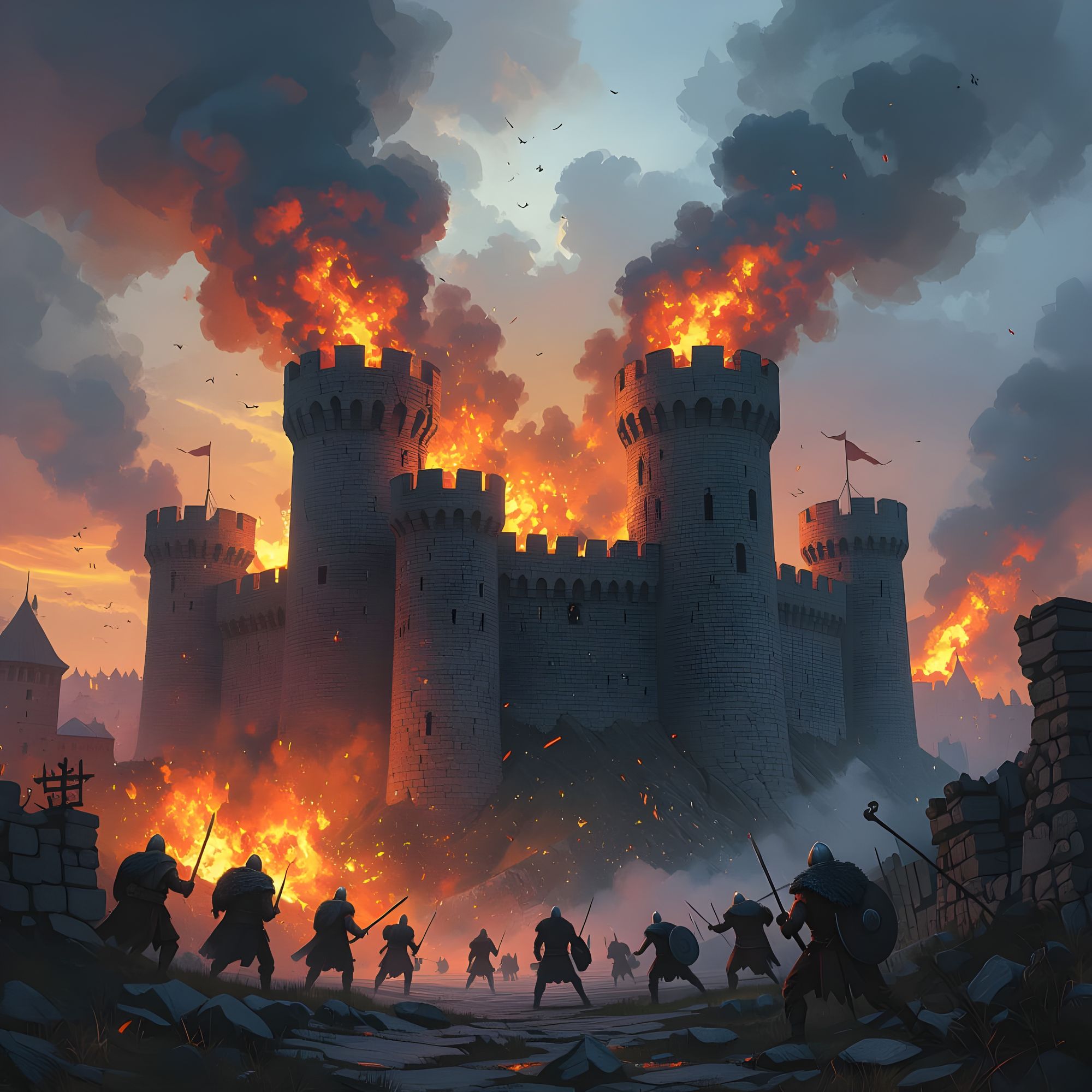 Really Big Castle in medival Age attacked by vikings