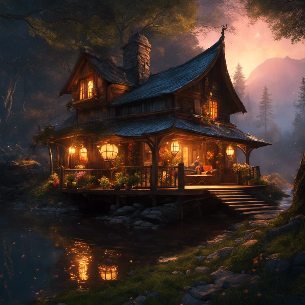 A Cozy Cabin In The Woods - Ai Generated Artwork - Nightcafe Creator