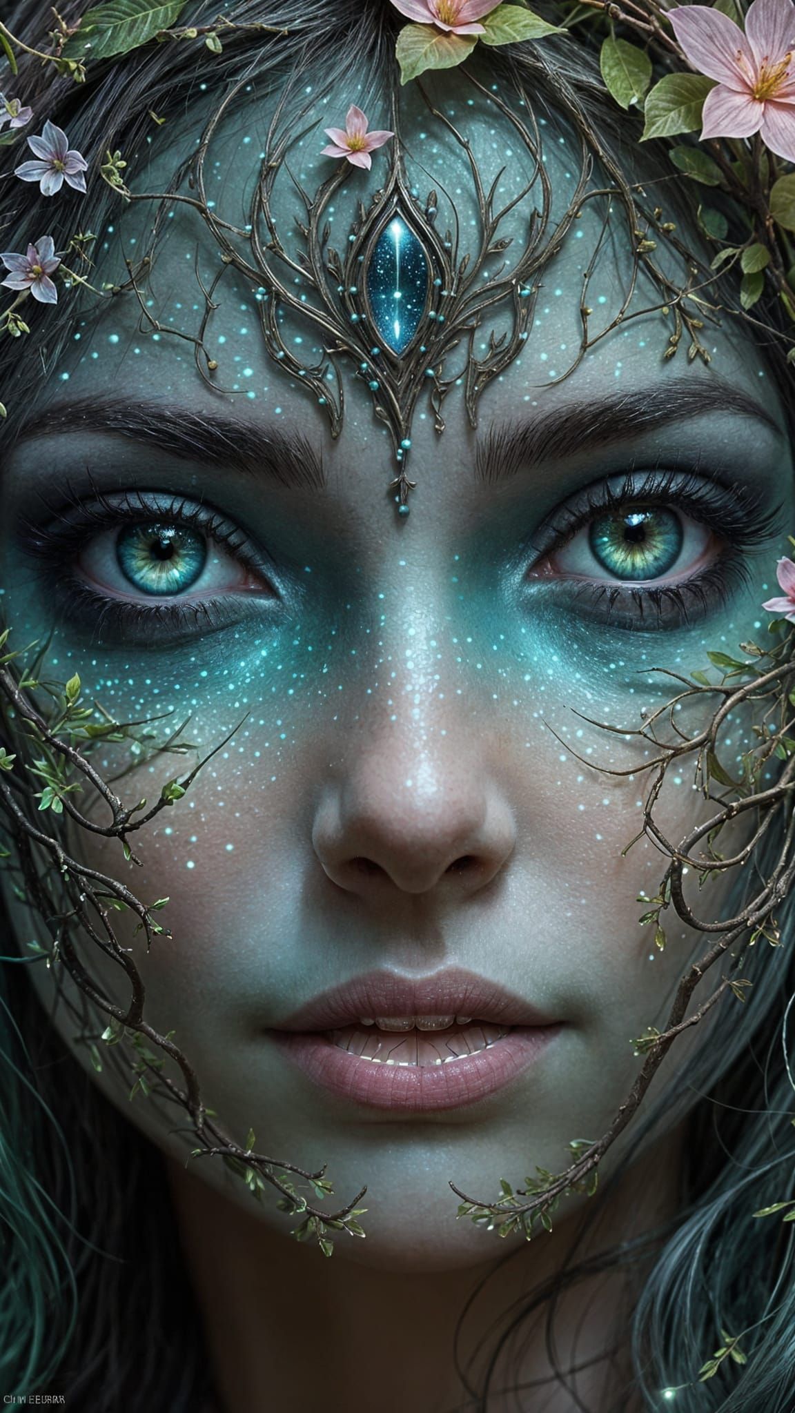 Mystical Nature Goddess with Radiant, Ethereal Beauty