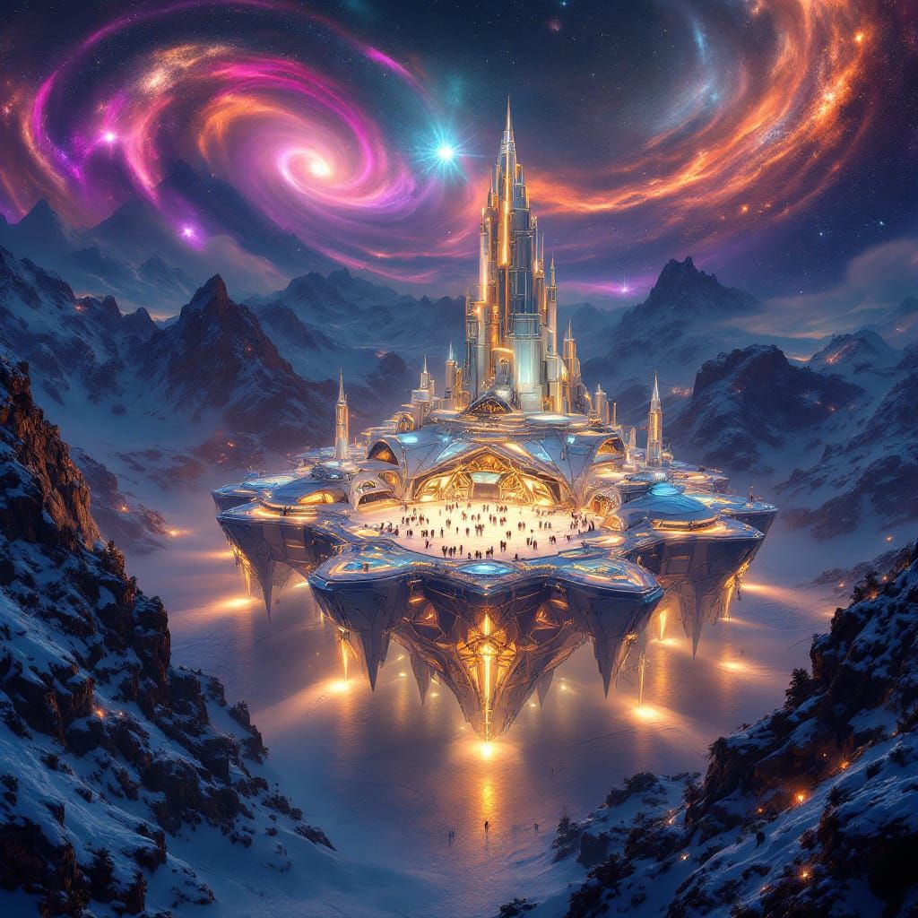 A majestic, bio-technologic floating island in a NEON and DARK space masterpiece. The island is hosting ...  by @BlueSfinx 