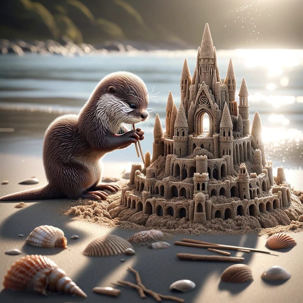 baby otter sandcastle