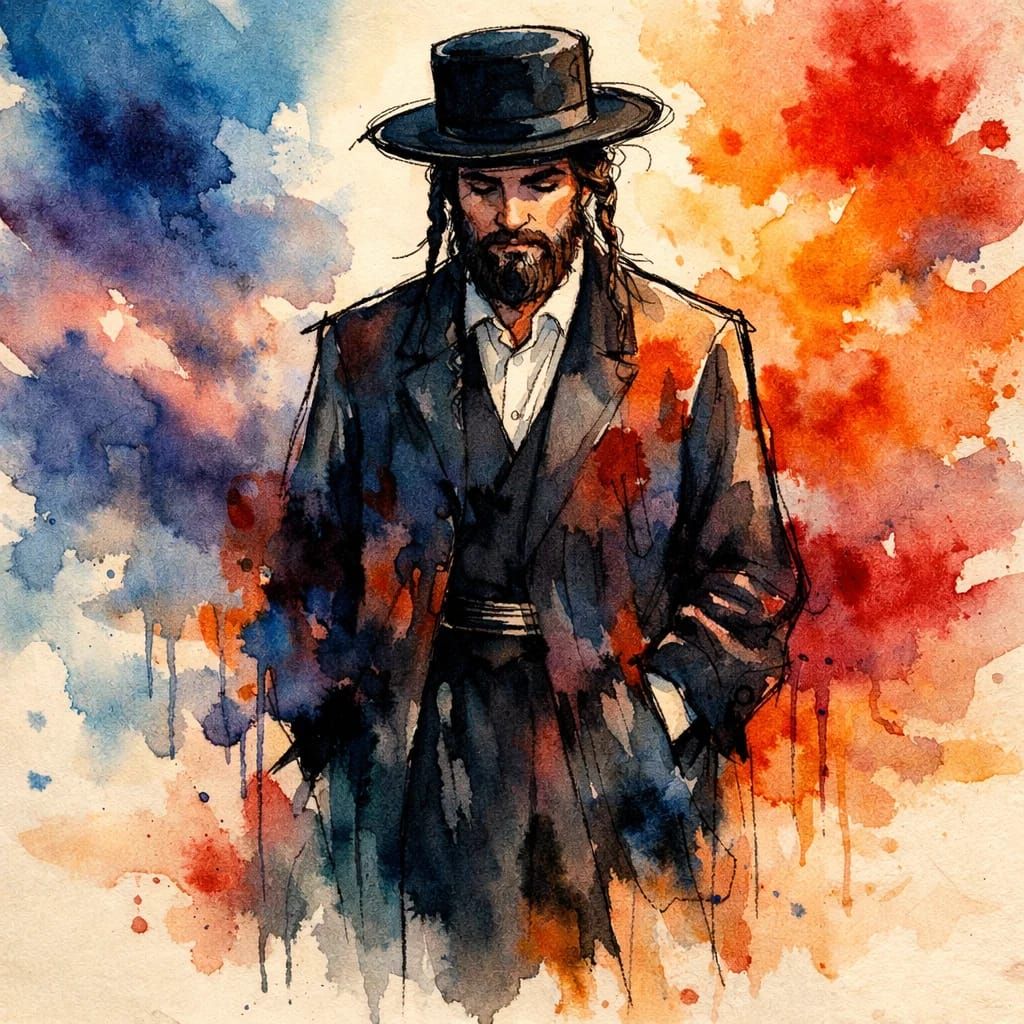 כתמי צבעי מים- חסיד