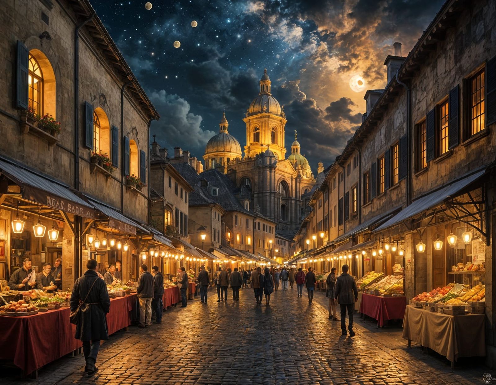 A night market in a historic city inspired by the Italian Renaissance  by @-kitty-