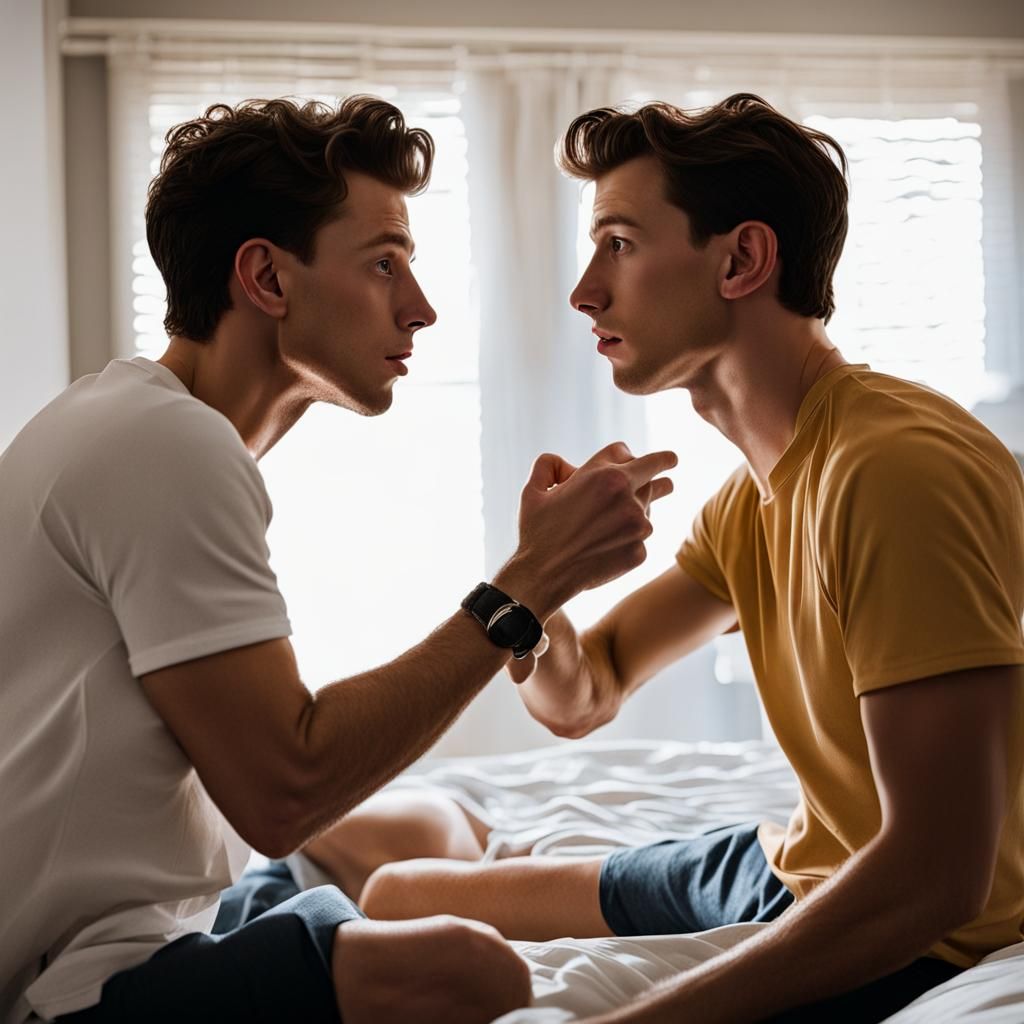 Tom Holland and Shawn Mendez in their bedroom kissing each other - AI  Generated Artwork - NightCafe Creator