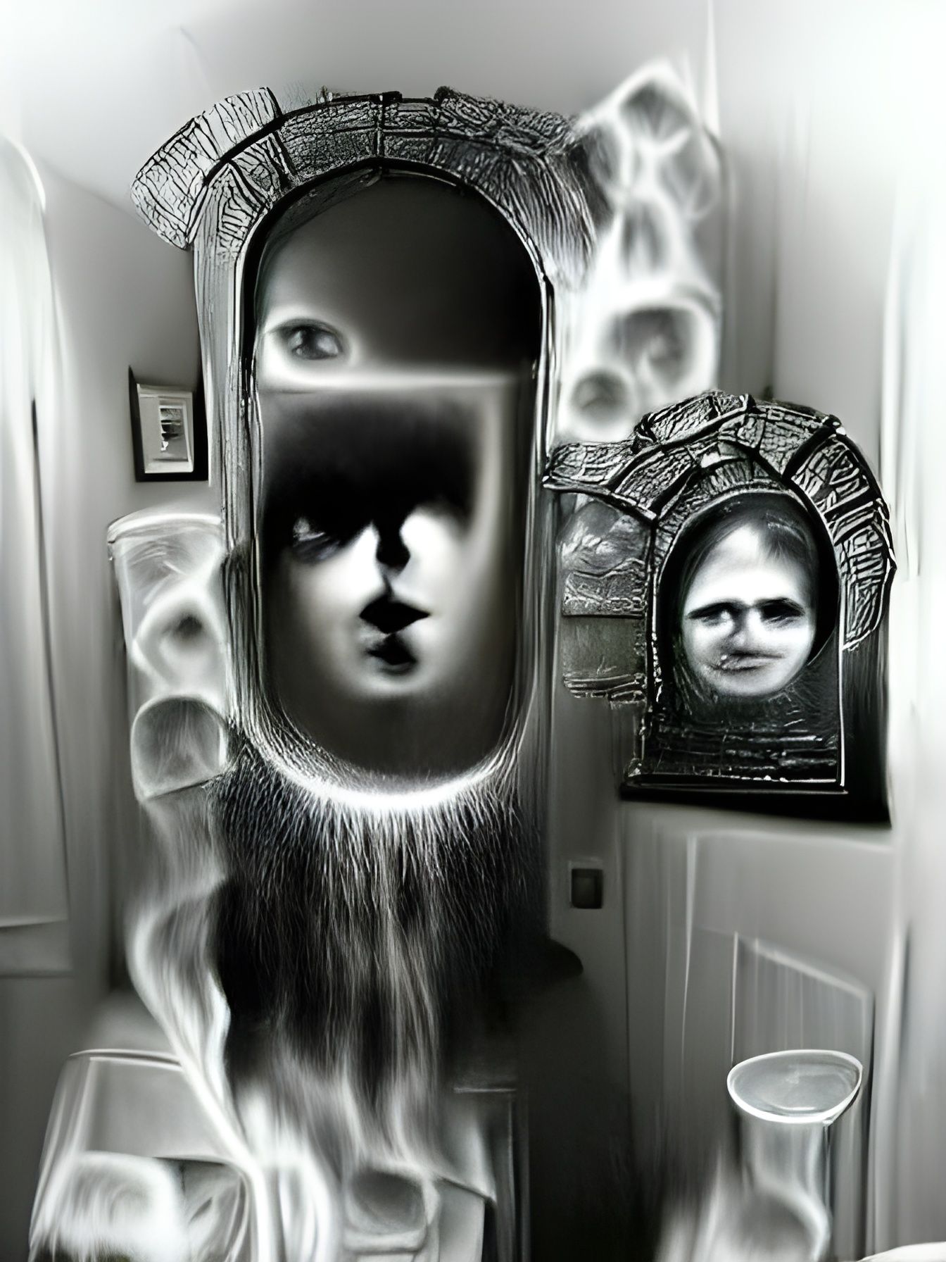 Face in a mirror portal another dimension creepy strange beautiful