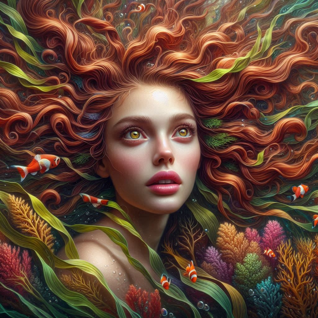 Coral Crown: The Sea’s Chosen With hair like currents and ey...