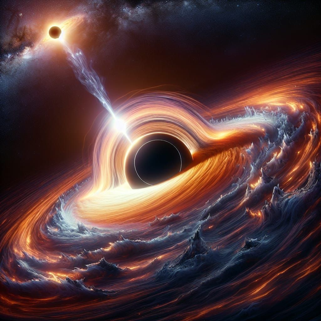 The supermassive black hole is orbited by a smaller black ho...