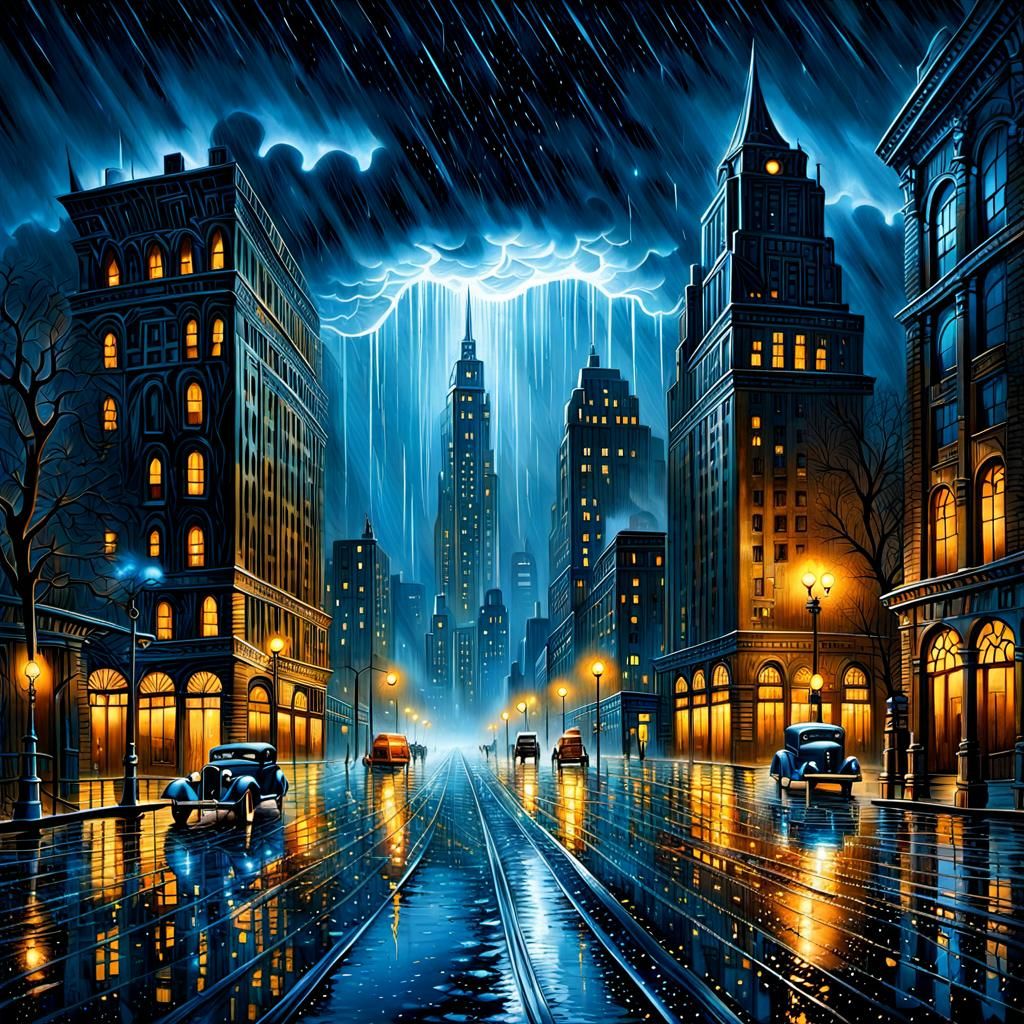 Rainy Night in Gotham City