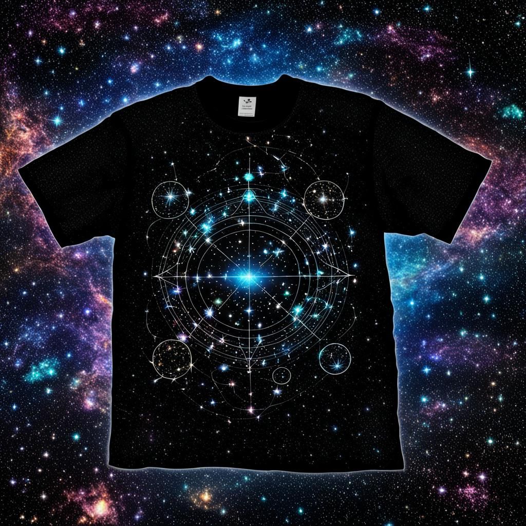 A black shirt with the Orion constellation on it.