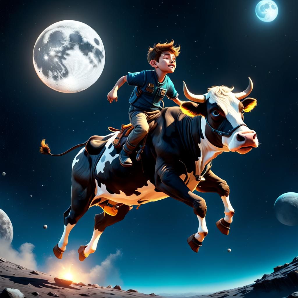 Hey, diddle, diddle, a cow jumped over a moon  by @Cheese Sauce