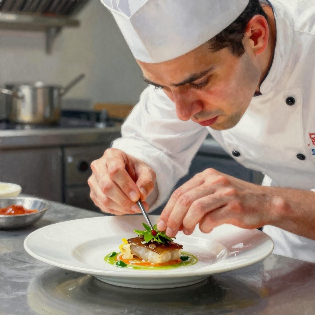 Focused on creating a 3 Michelin Star Dish  by @Yulia 