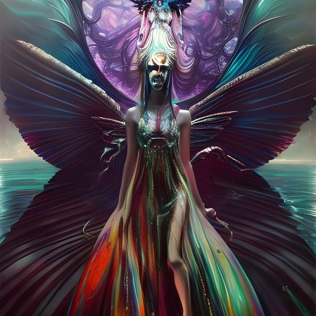 Psychedelic Angel Above Dark Waters