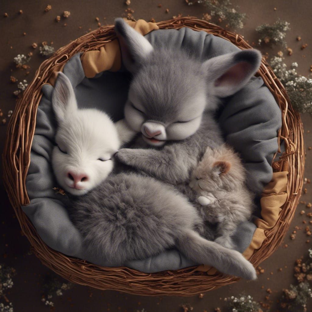 <lora:Kyoot:1.0>little gray kittentten sleeping on the back of a little donkey 