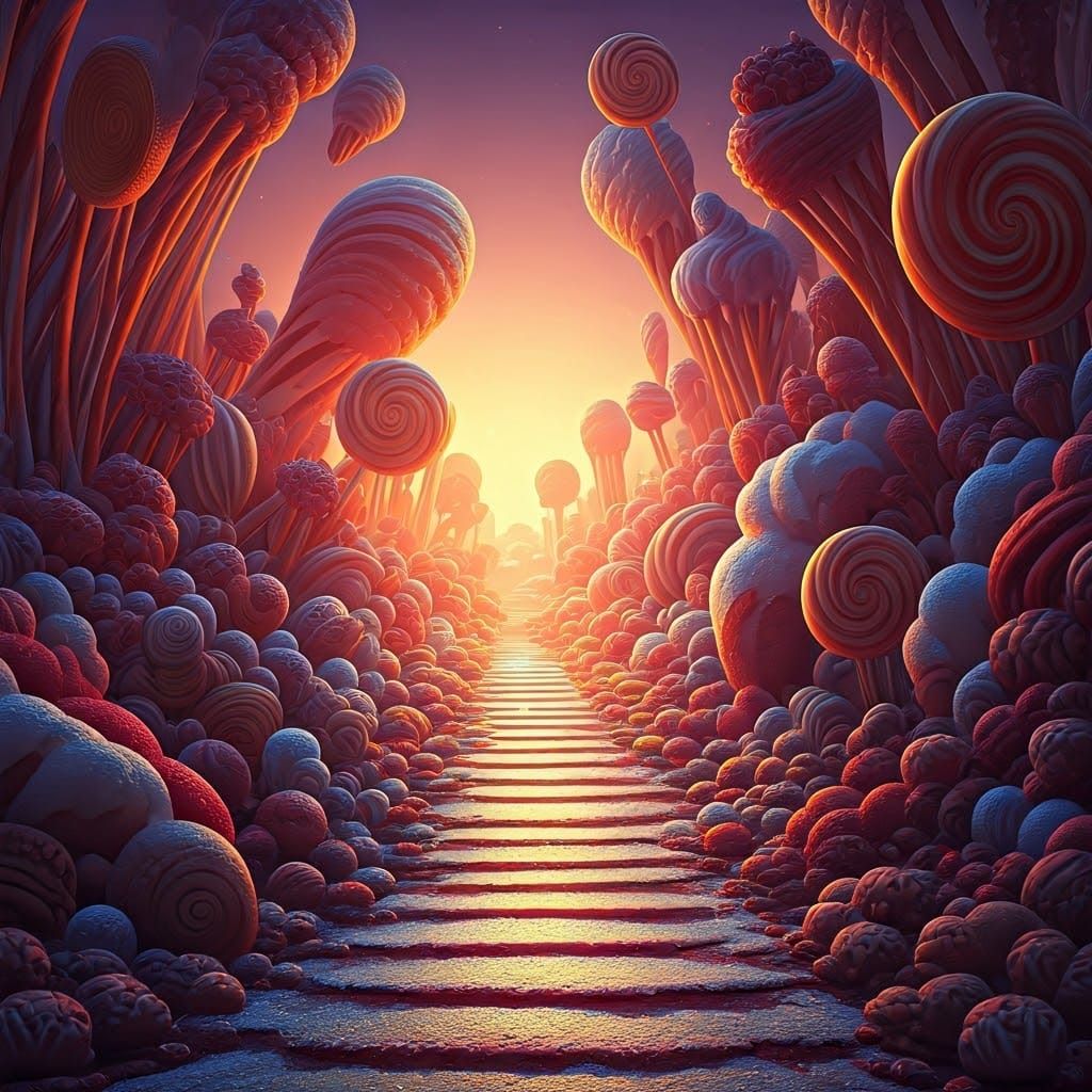 Sugary Utopia Landscape of Colorful Sweets