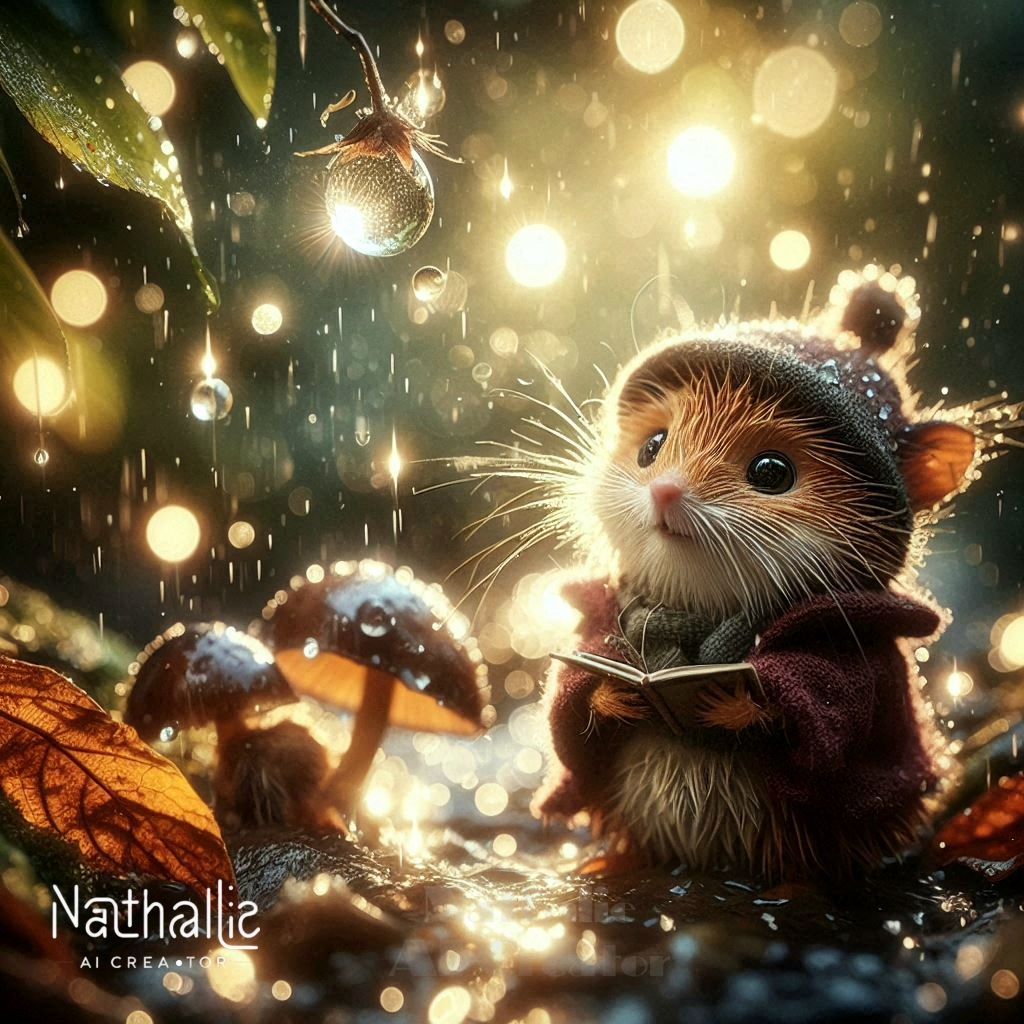 Mini mouse under the rain