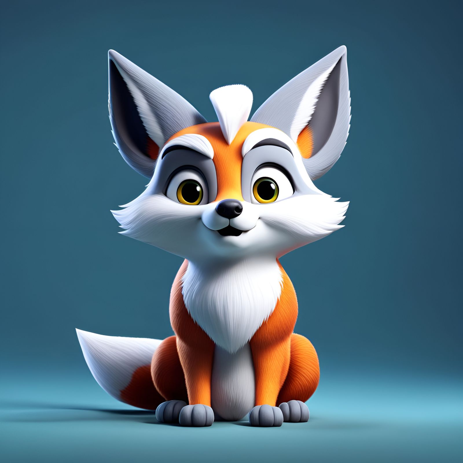 Little grumpy white and grey fox - AI Generated Artwork - NightCafe Creator