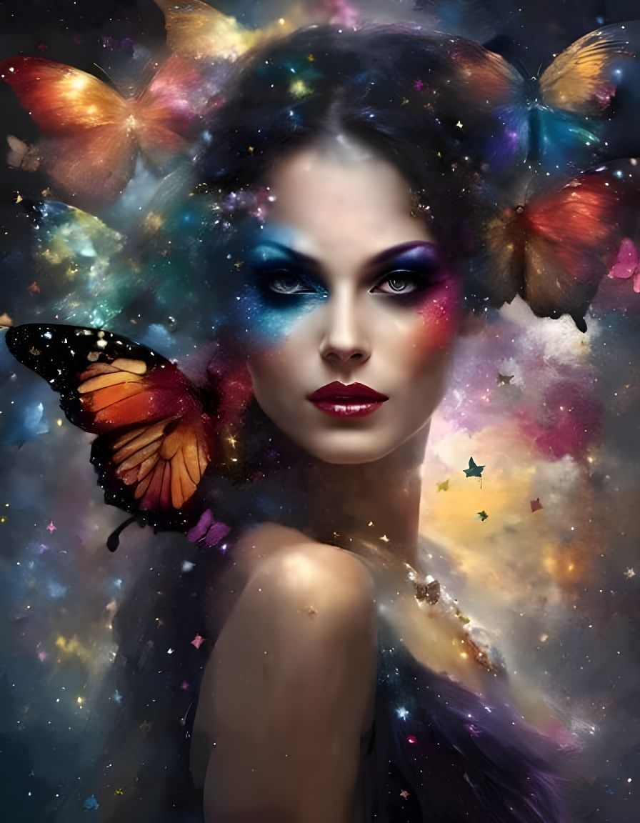 Woman and butterflies