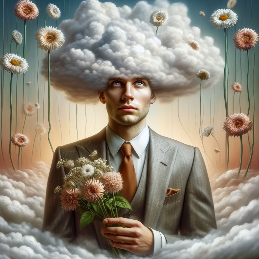 Avoir la tête dans les nuages -To have the head in the cloud...