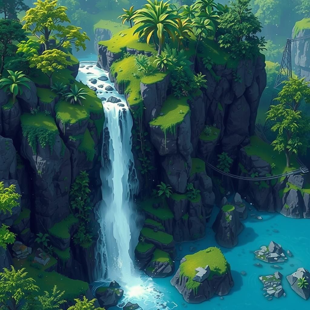 waterfall landscape Epic cinematic brilliant stunning intric...