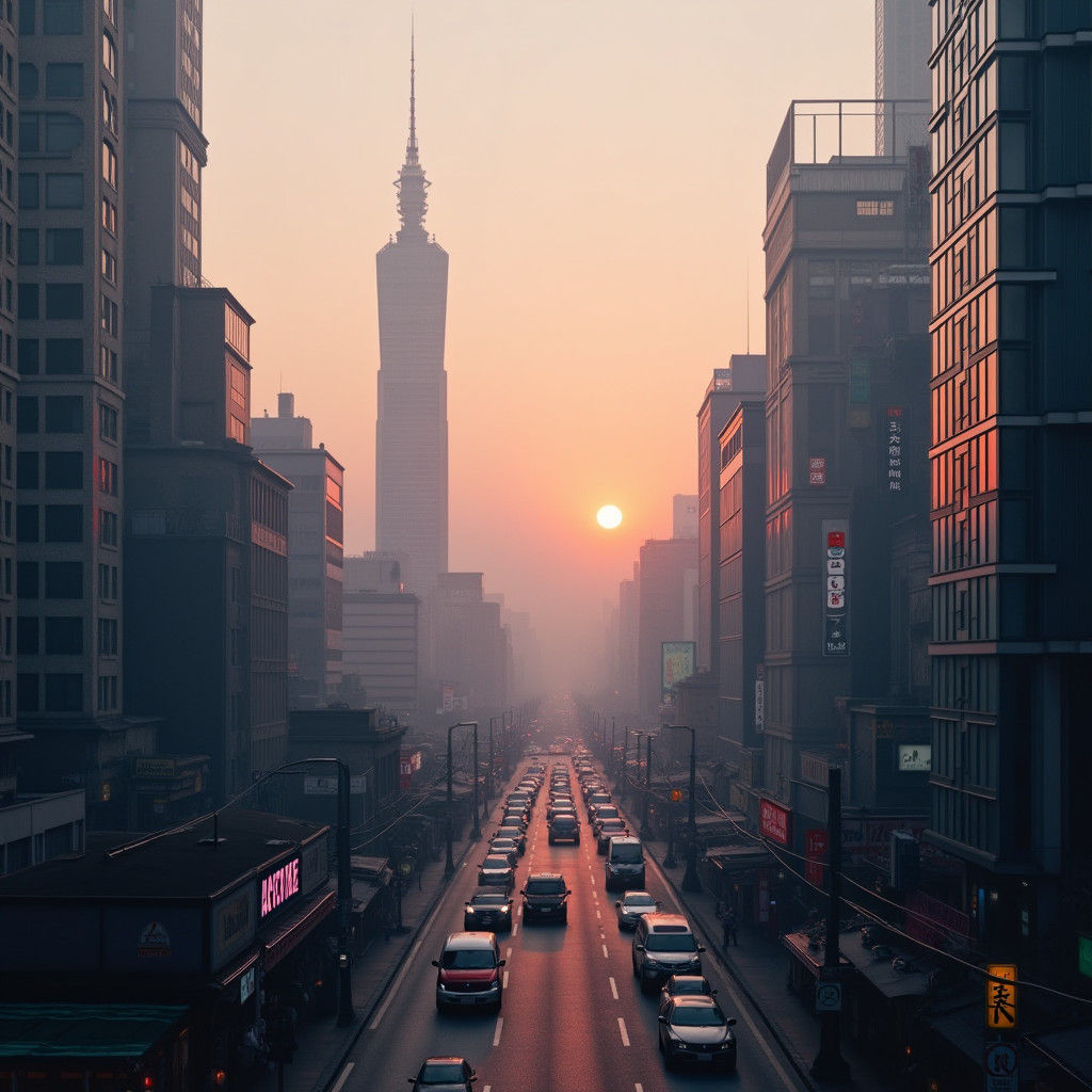 Taipei Sunrise: Futuristic Cityscape in Gentle Light