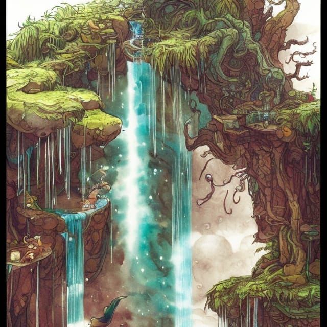 Natural showers, tiny waterfalls AI Generated Artwork NightCafe Creator