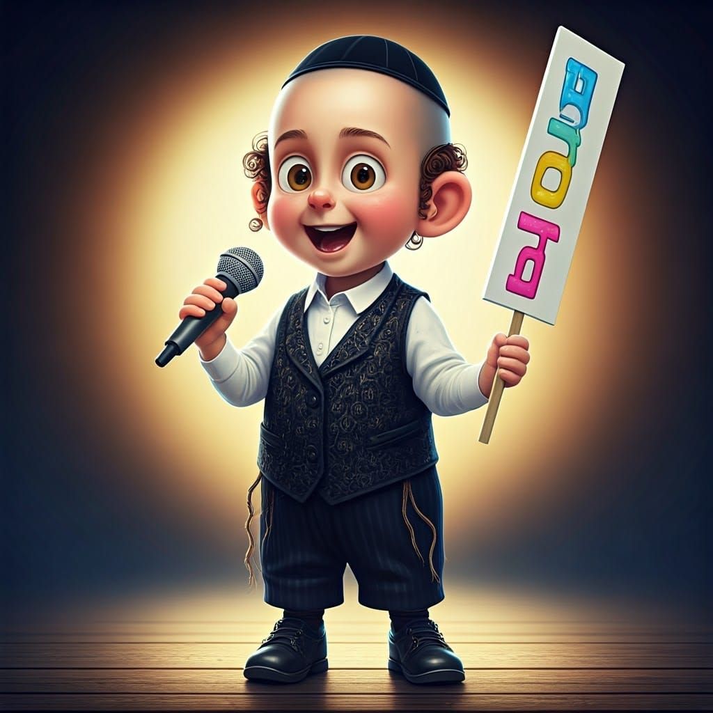 Young Hasidic Boy Sings with Joy and Confidence