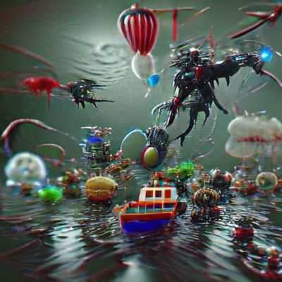 A nightmare of floating objects 8K 3D