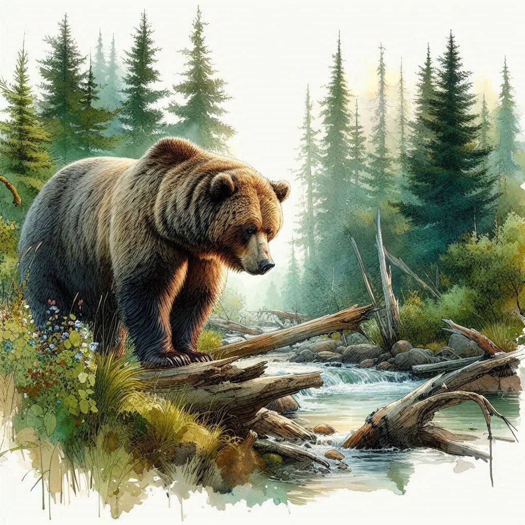 Grizzly Bear - Temperate Old Growth Rainforest