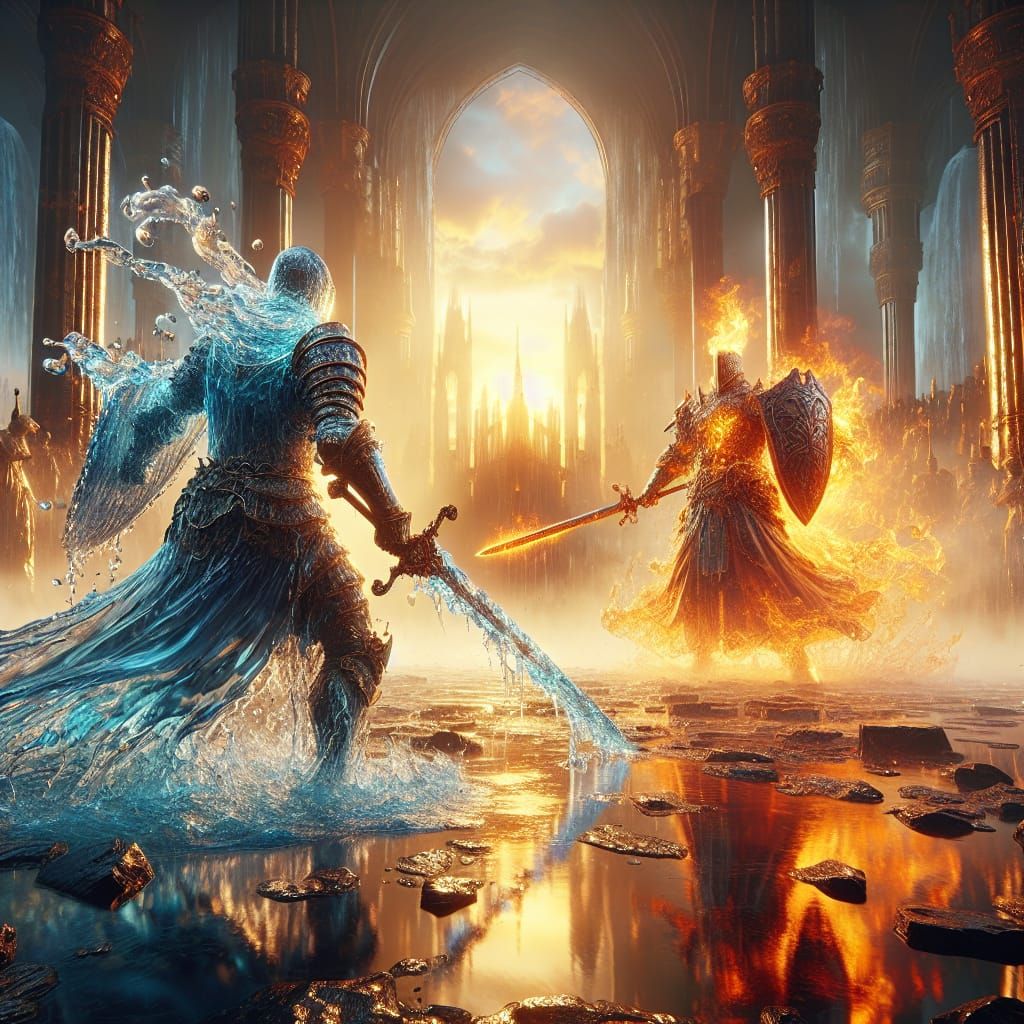 WATER KNIGHT AND FIRE KNIGHT SWORDFIGHT   by @MIKE