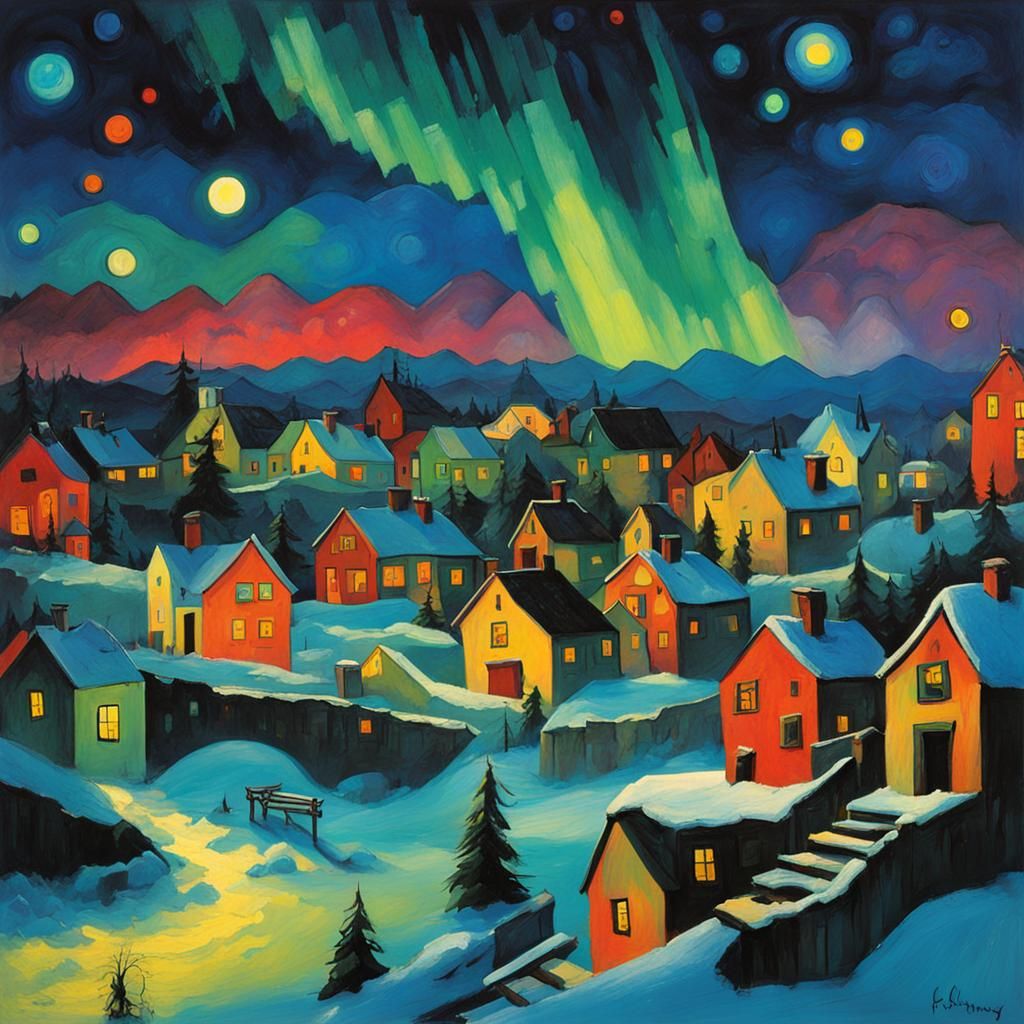 Northern lights in the night sky