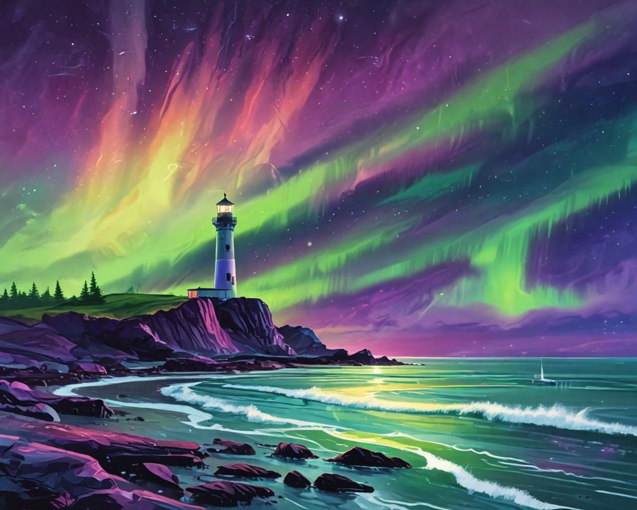 Lighthouse. Abstract scene.