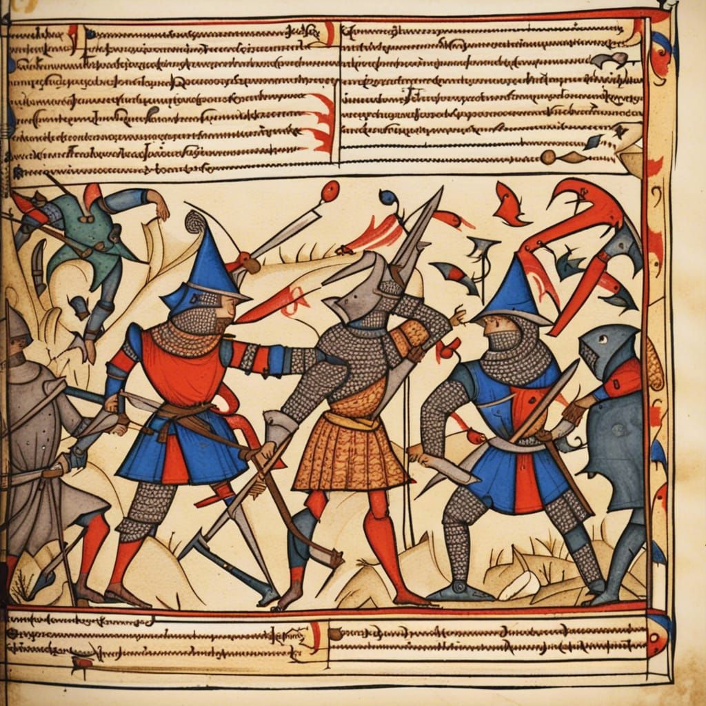 Knights Fighting (from A Medieval Manuscript) - AI Generated Artwork ...