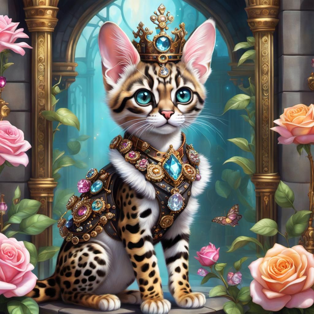 Cute Margay Princess in castle garden - AI Generated Artwork ...