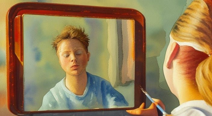 view yourself in the mirror and show emotions