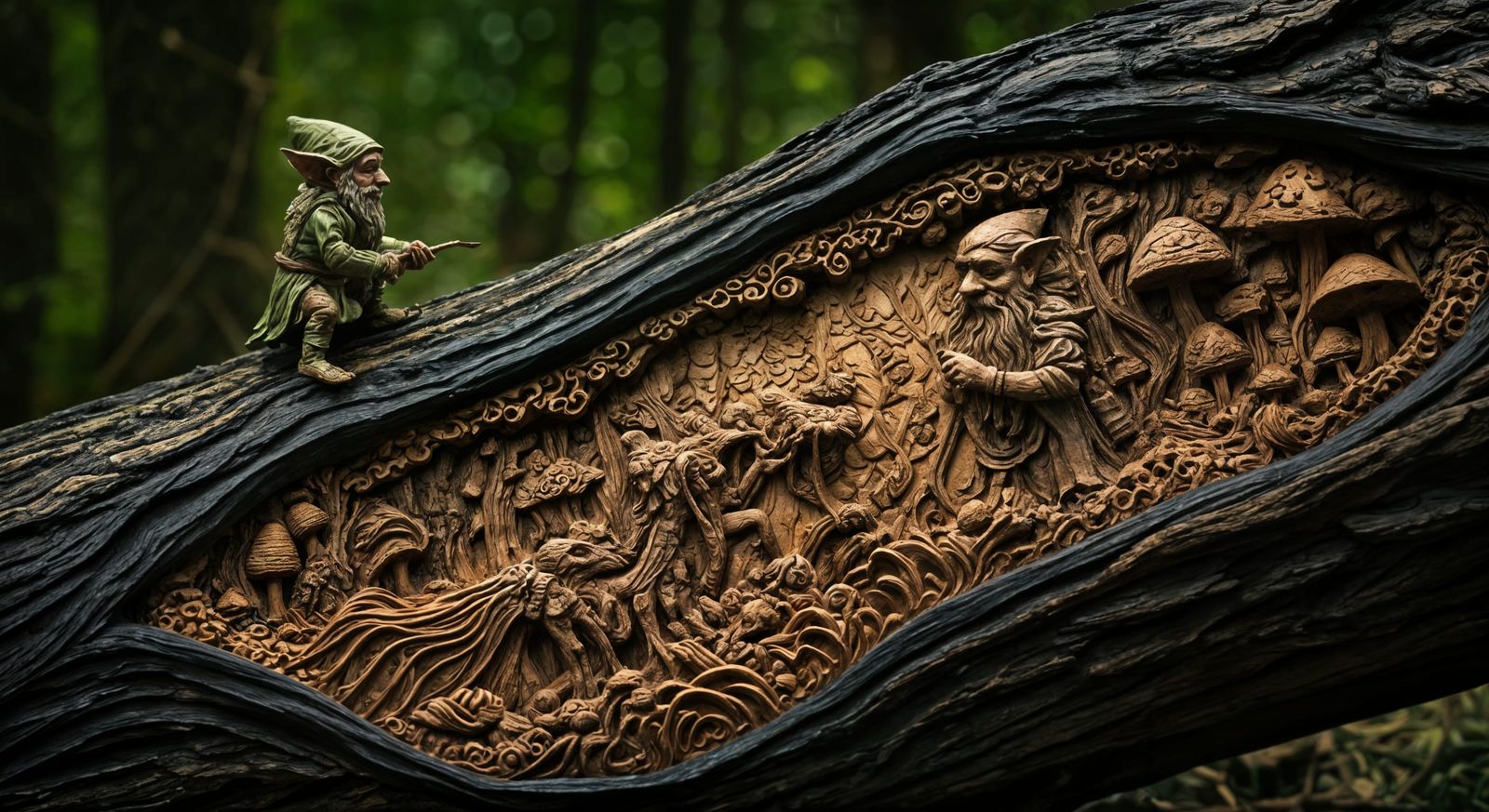 Struck by Lightning, Carved by Gnomes AI Generated Artwork