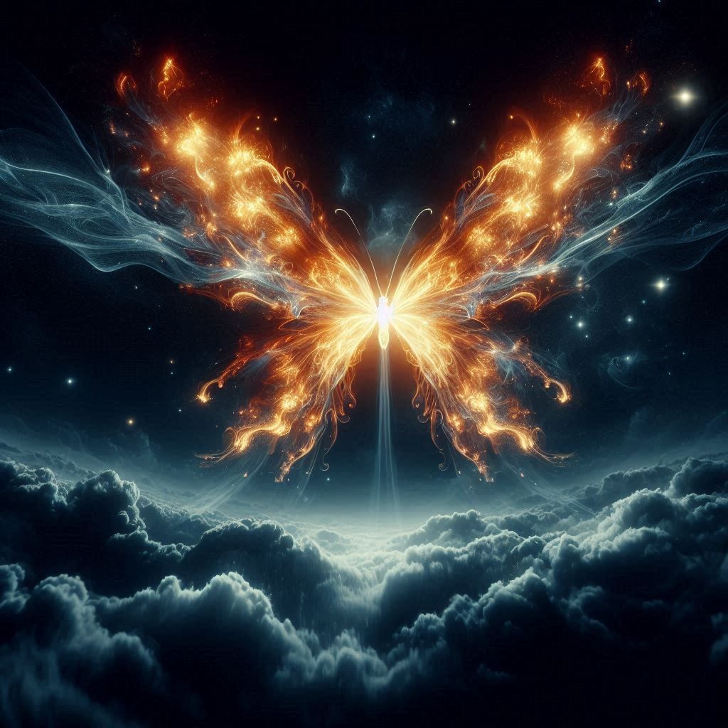 Mythical fiery butterfly