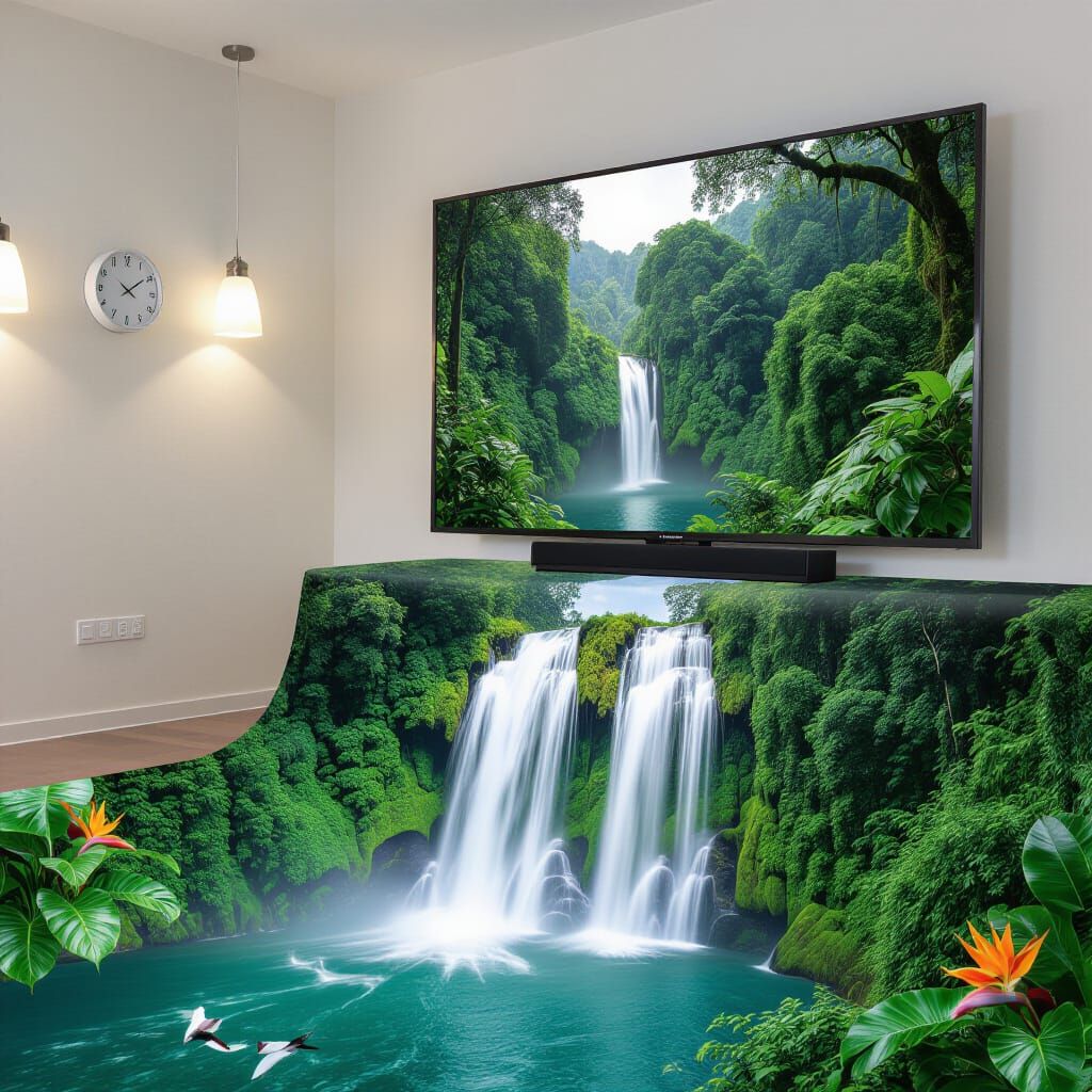 Surreal Room Invaded by Vibrant Tropical Rainforest