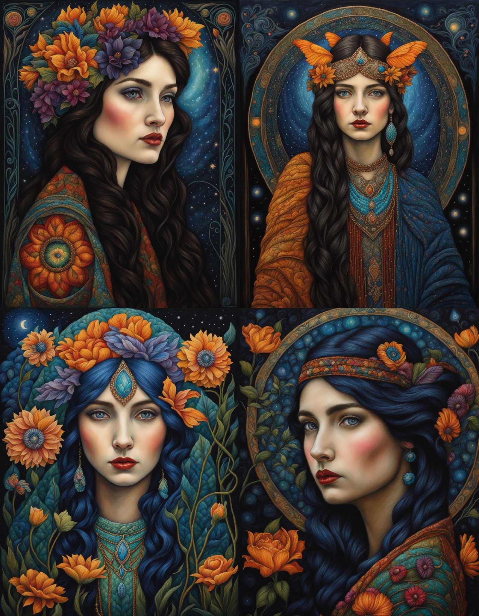 portrait artist art Nouveau Hopi quilted oil pastels impressionism Expressionism 
Nocturnal fairycore serene gossamer tw...