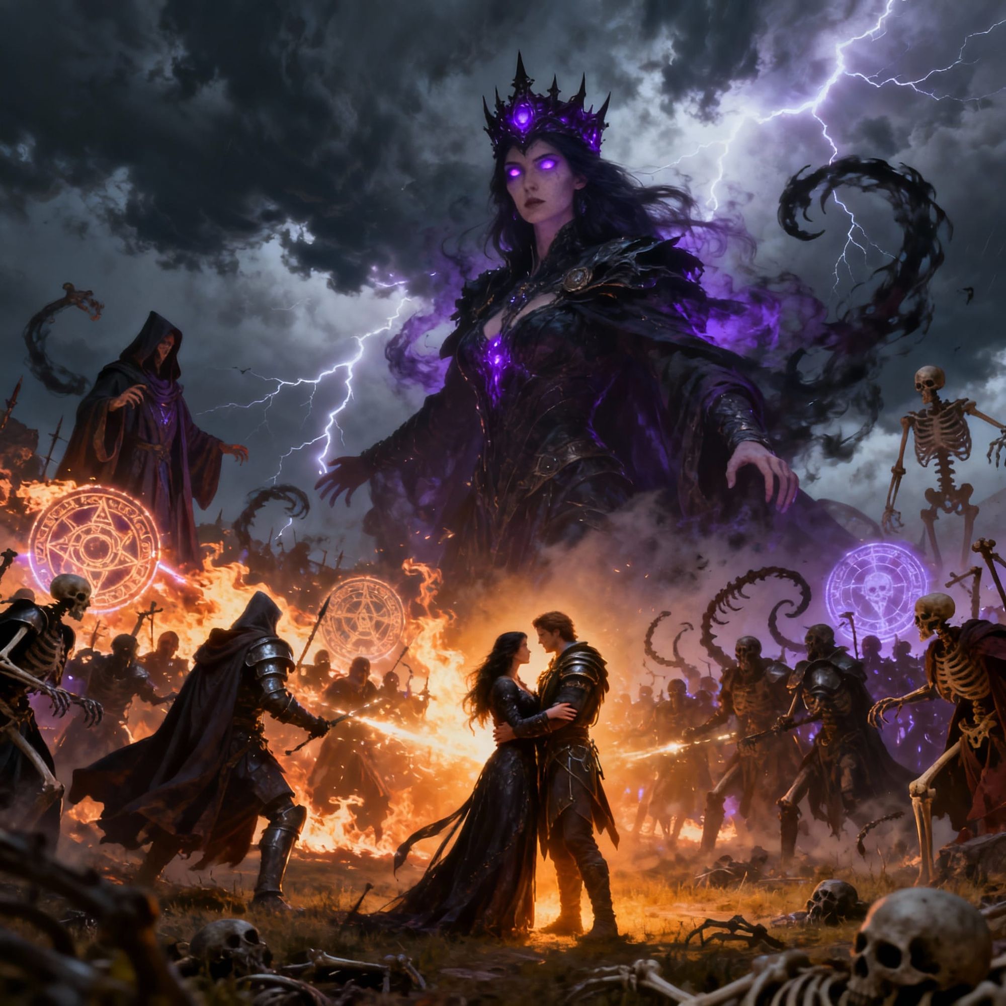 Forbidden love between the necromancer queen and the arch-mage's apprentice. 2