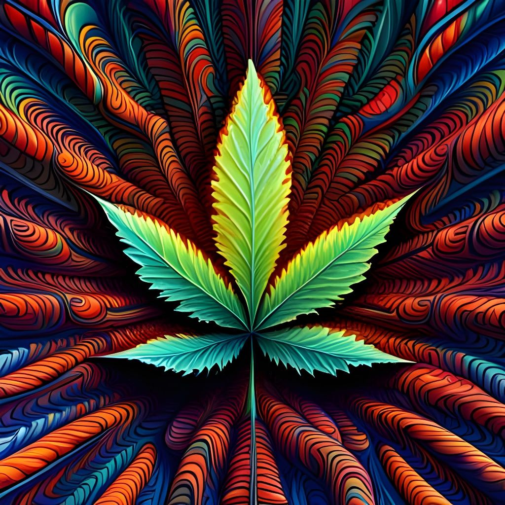 Trippy marijuana leaf photorealistic intricately detailed detailed ...