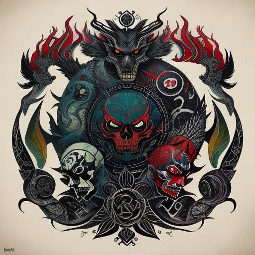 hydra Illustration featuring various neo taditional/new scho...