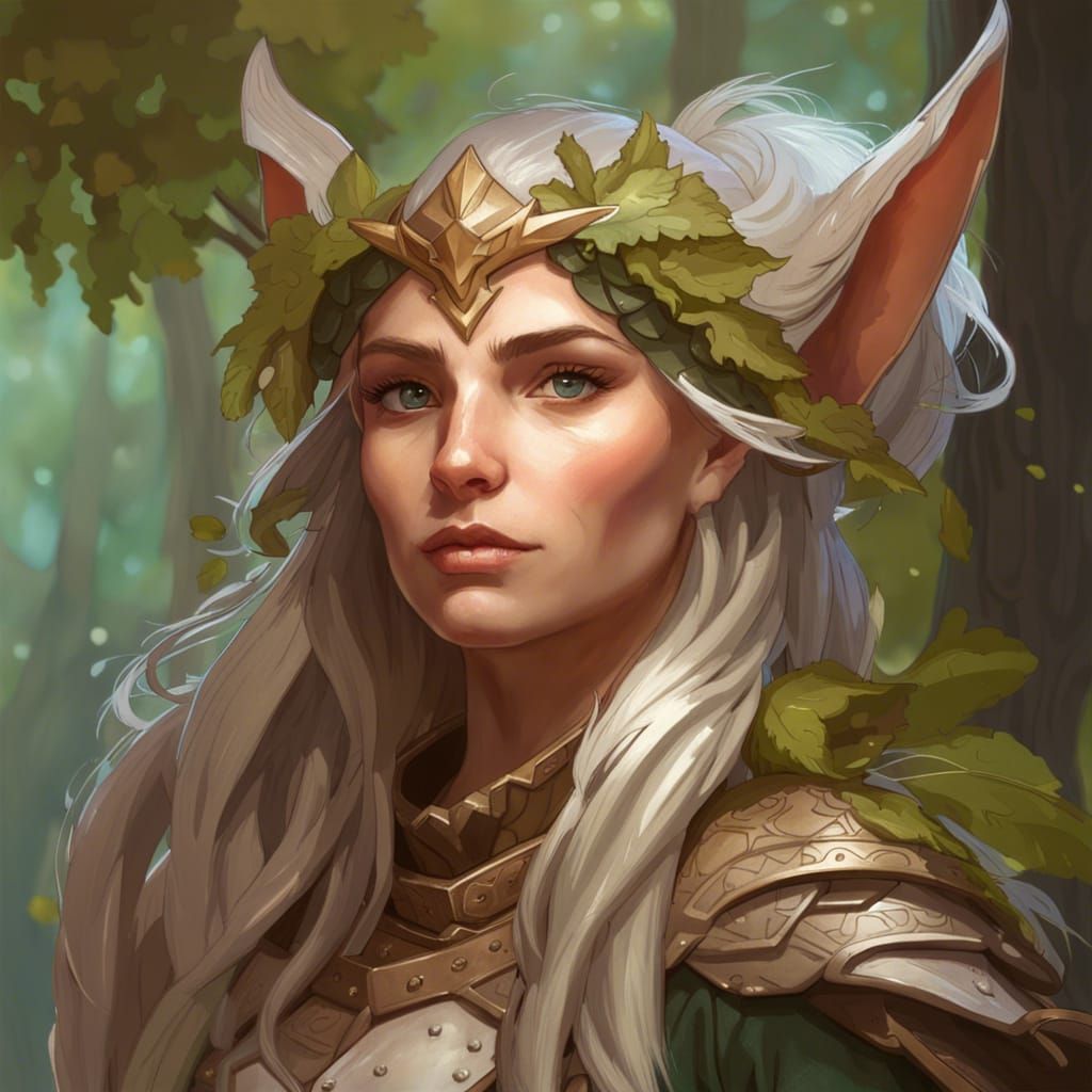 Realistic Elf Druid, Natural Armor, Magical Staff, Squirrel on Shoulder ...