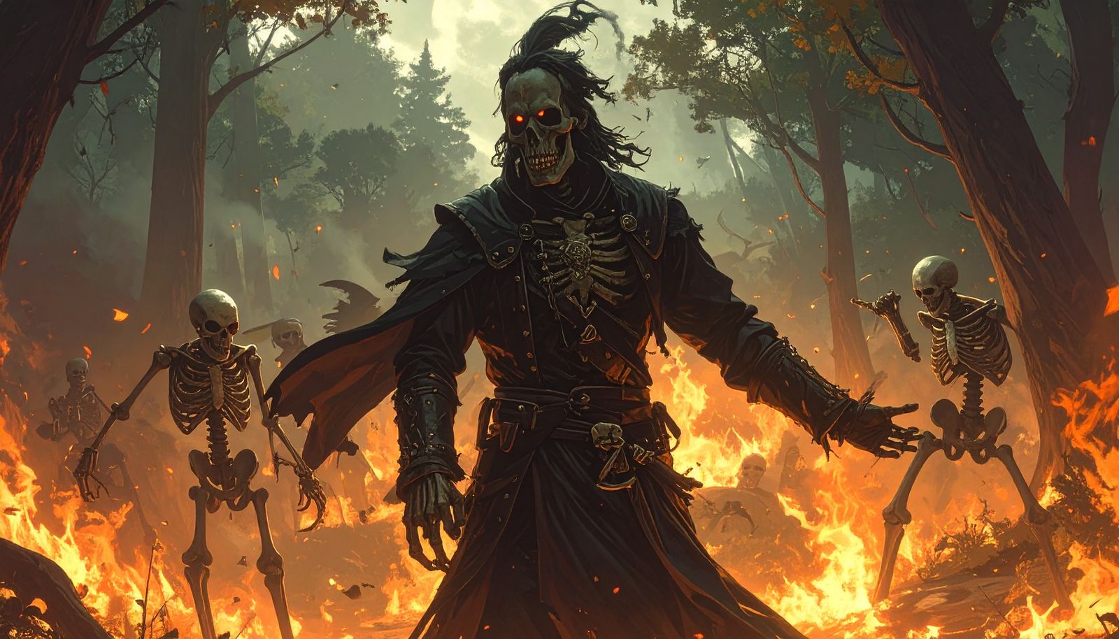 A Necromancer bringing forth and animating the bones of the ...