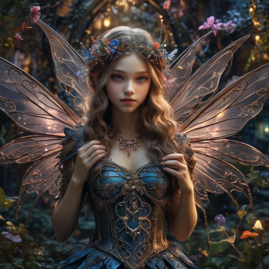 A Stunningly Beautiful Magical Fairy with intricate details,...