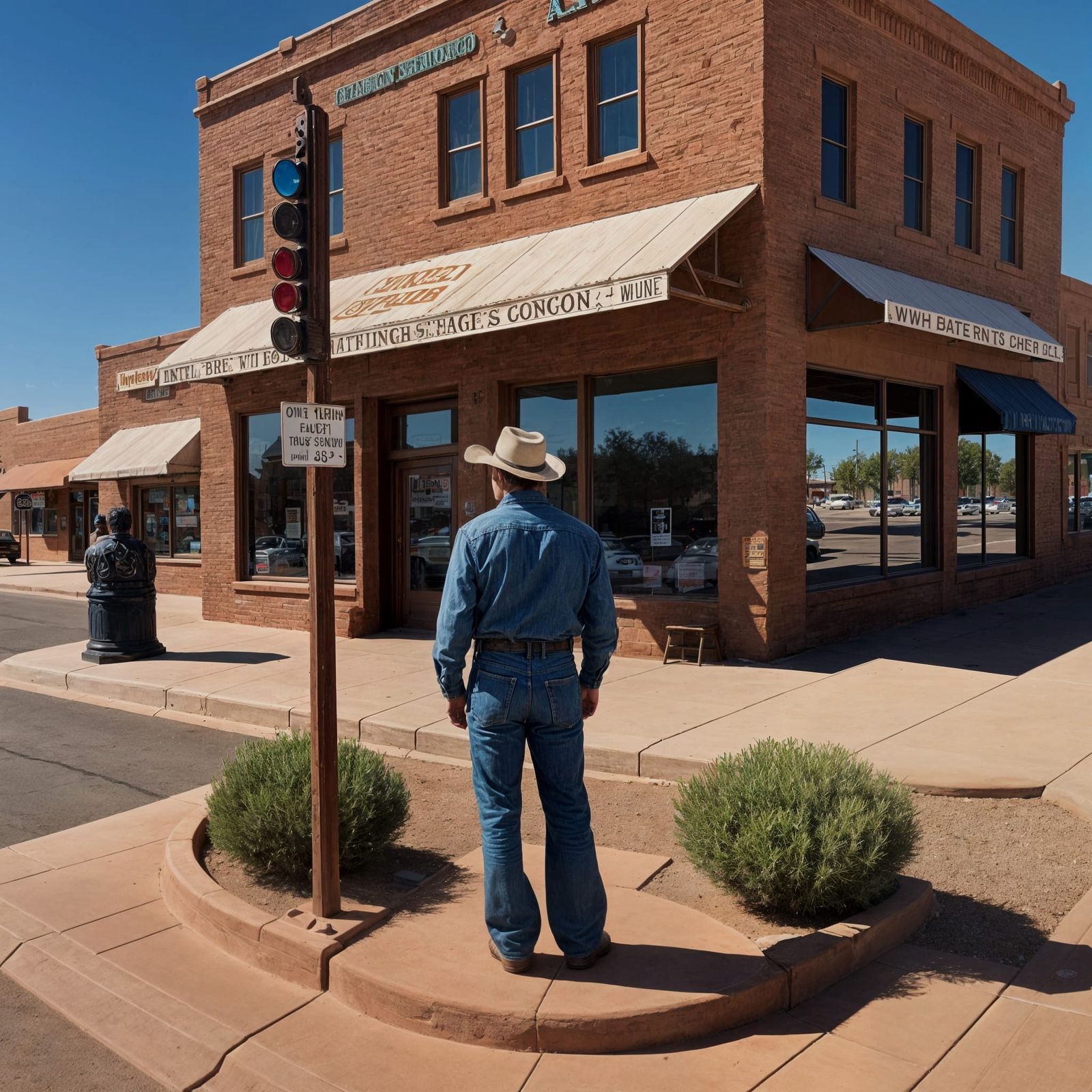 Well, I'm a-standin' on a corner in Winslow, Arizona
Such a fine sight to see  by @Valmont