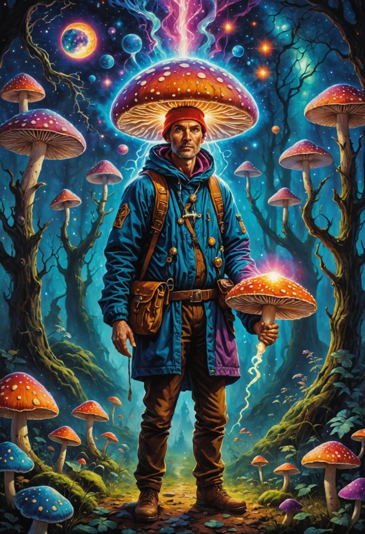 Cosmic Mushroom Man in Esoteric Light