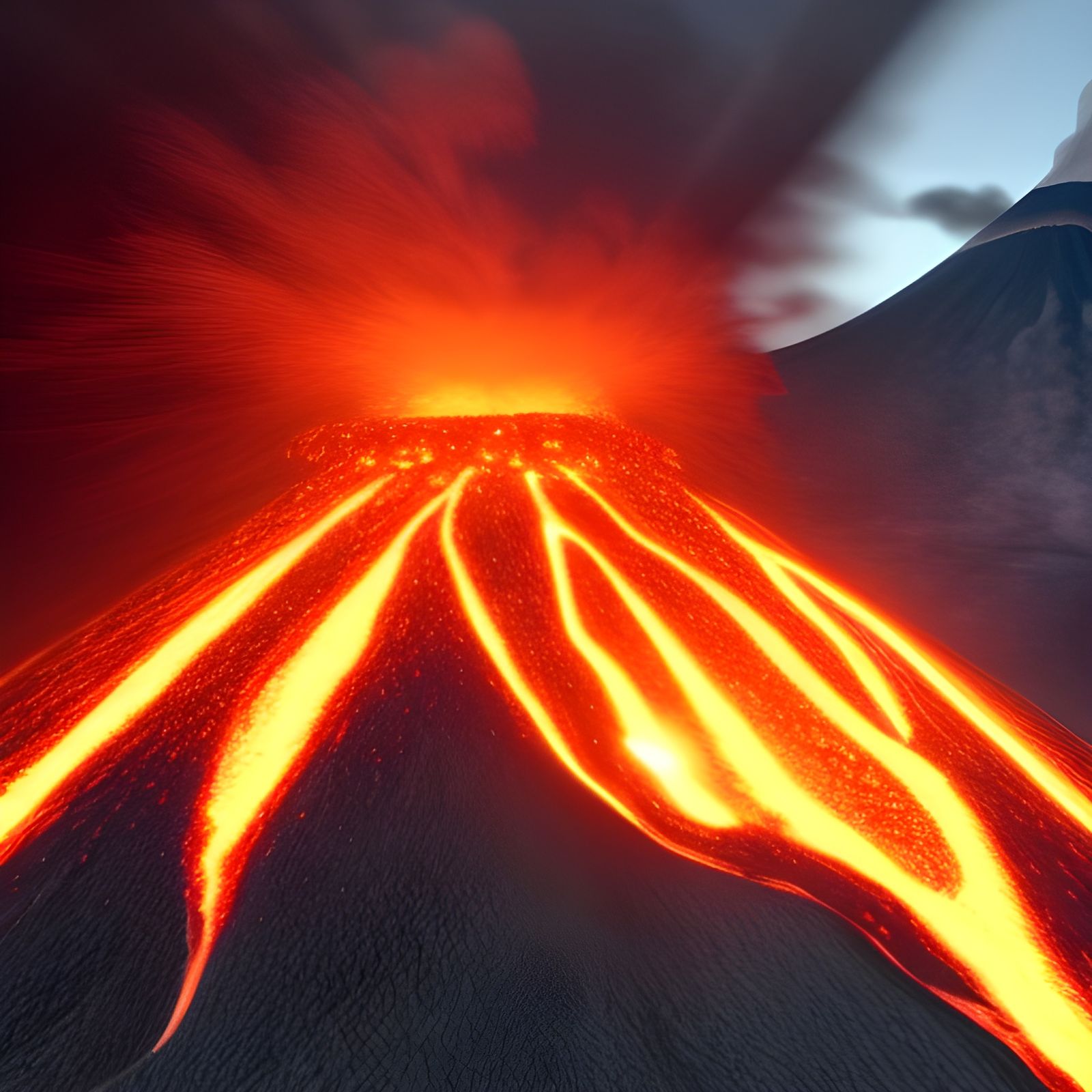 enormous volcano in prehistoric times with many dinausaurs, 8k resolution, hyperdetailed